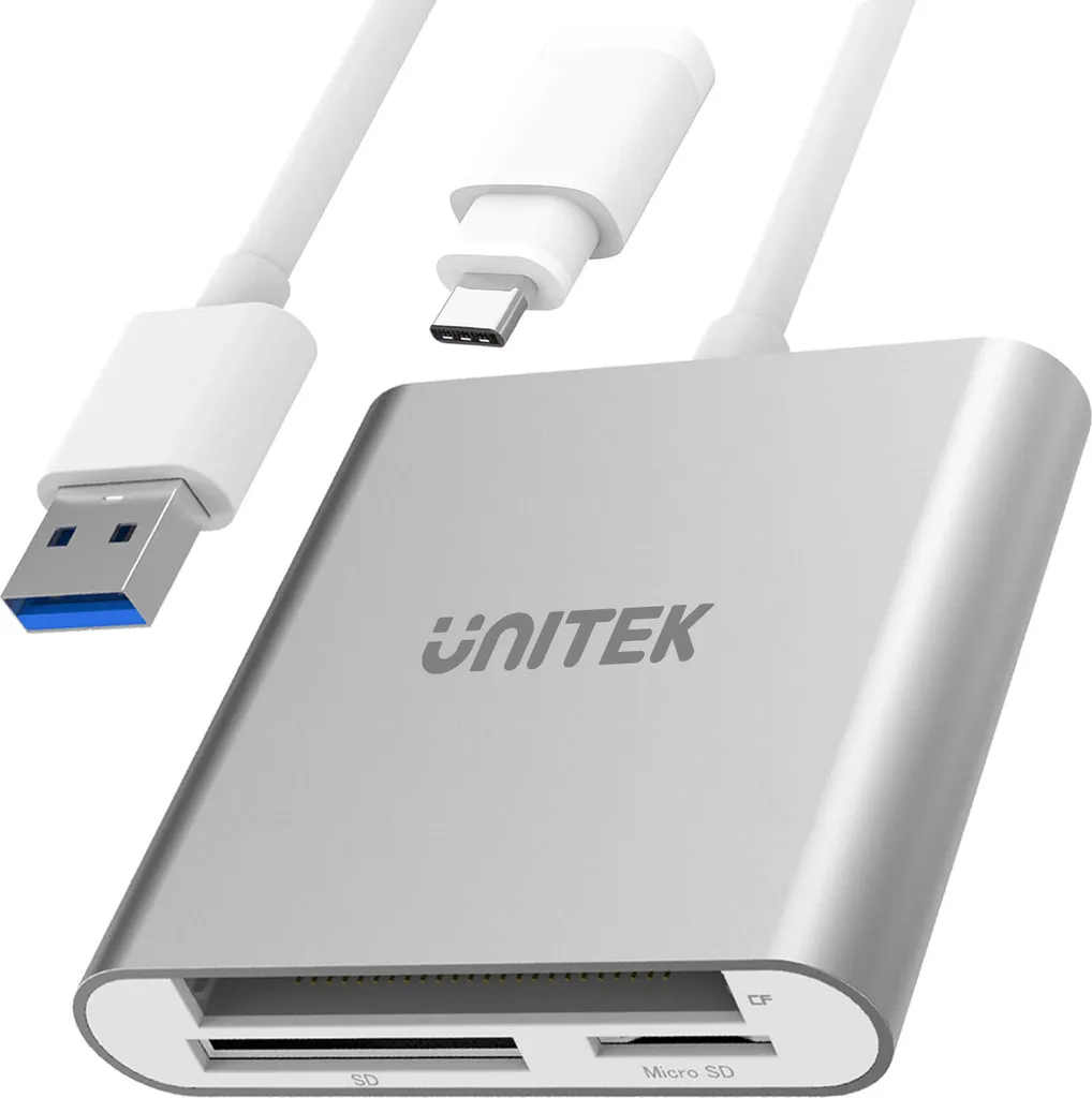 Lettore Multischeda Unitek USB-C - Soluzione Professionale CF SD TF