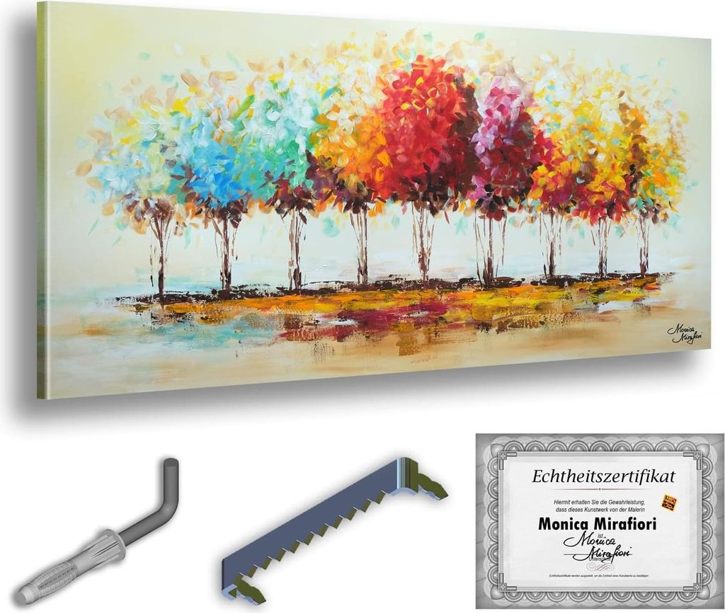 Monica Mirafiori I 100% HANDGEMALT I Gemälde Baumflüstern 140x70cm | Gemälde Handgemalt | Acrylgemälde | Sehr Großes Acrylbild I Moderne Kunst...