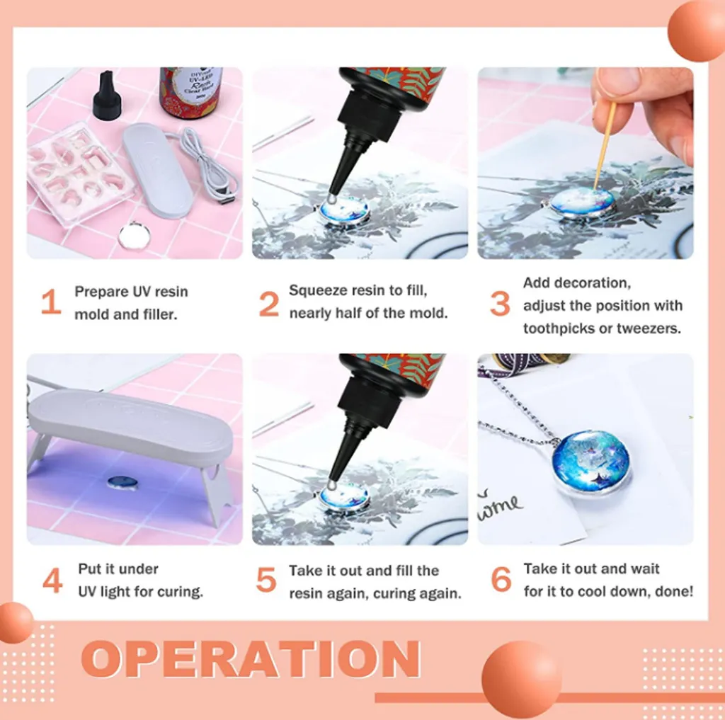 Kit Resina UV Polimerizzante 25g con Lampada LED - DIY Alta Trasparenza - 4
