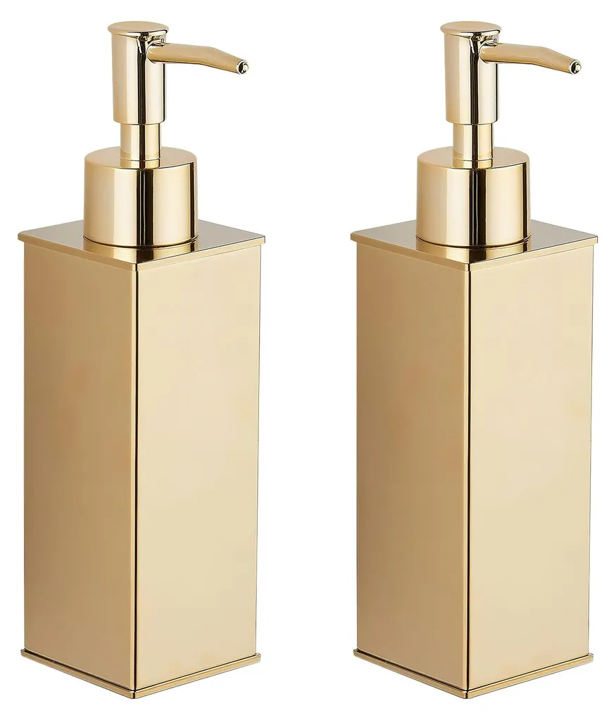 Pousse-mousse carré en inox doré, flacon pompe lot de 2 pour évier