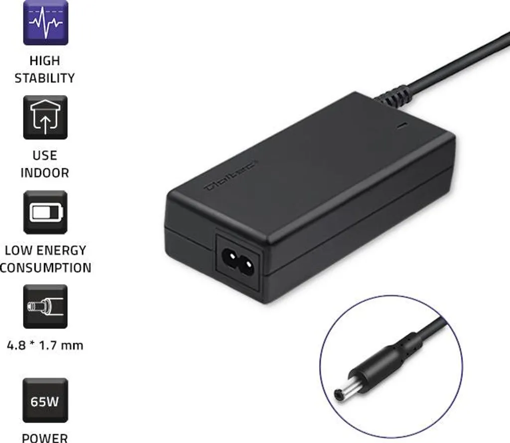 Chargeur PC portable 65W Qoltec performance stable et sécurité 3.33A - 3