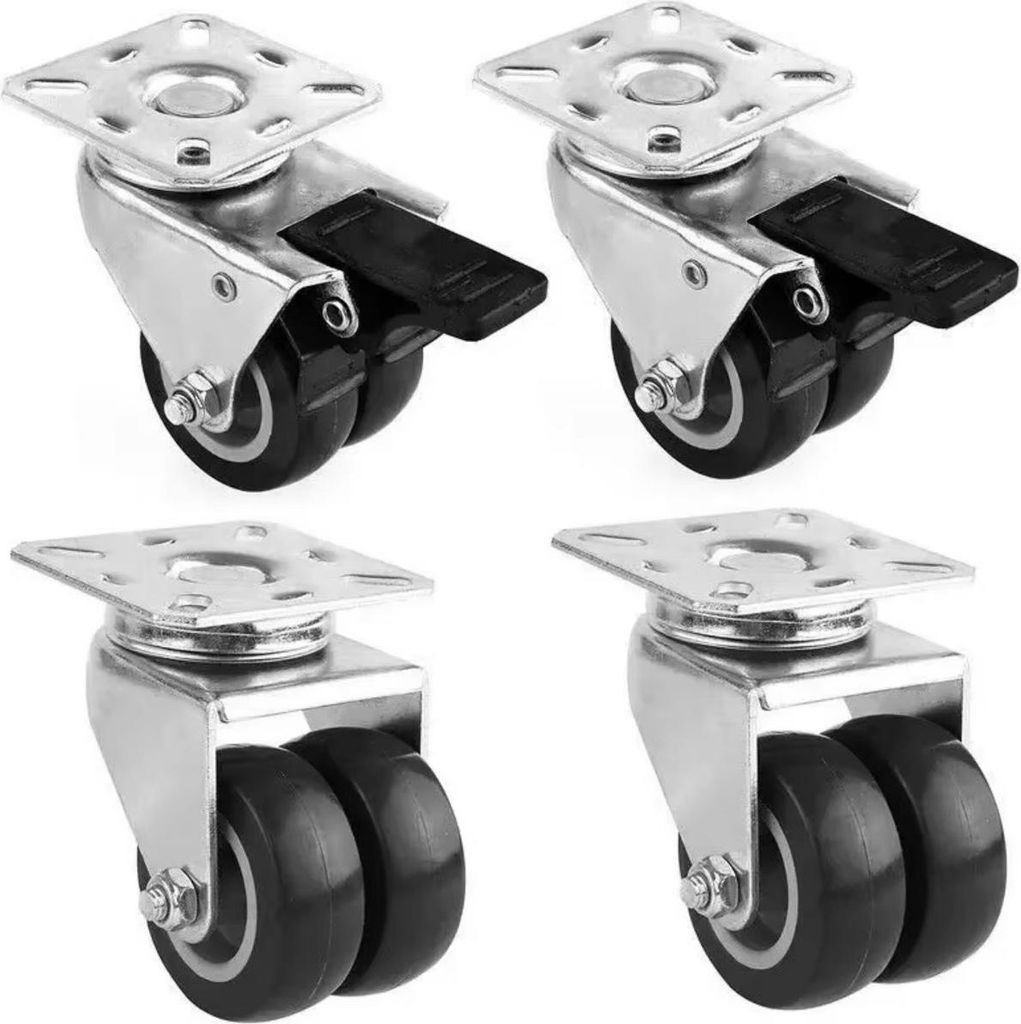Zwenkrollen mit Bremse Ø50mm – Set 4 Stück – Schwerlast-Transportrollen – Tragfähigkeit 100kg pro Rolle – Gesamt 300kg
