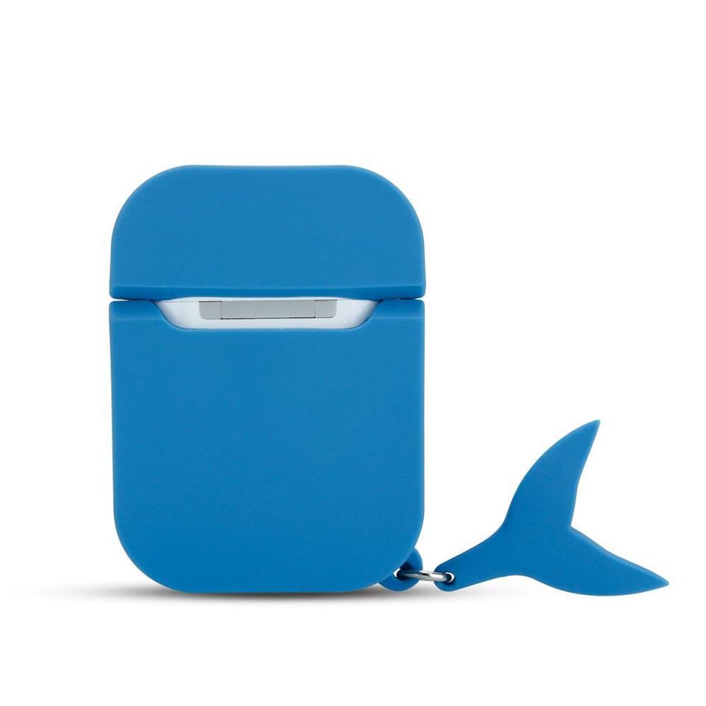 Cadorabo Hülle für Apple AirPod 1 & 2 Design Blau Silikon Kopfhörer Schutzhülle Case Schlüsselanhänger