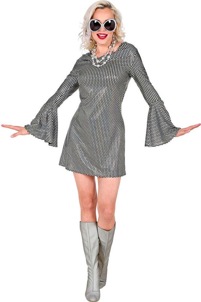 70er Disco Fever Kleid für Damen holografisch Produktbild 