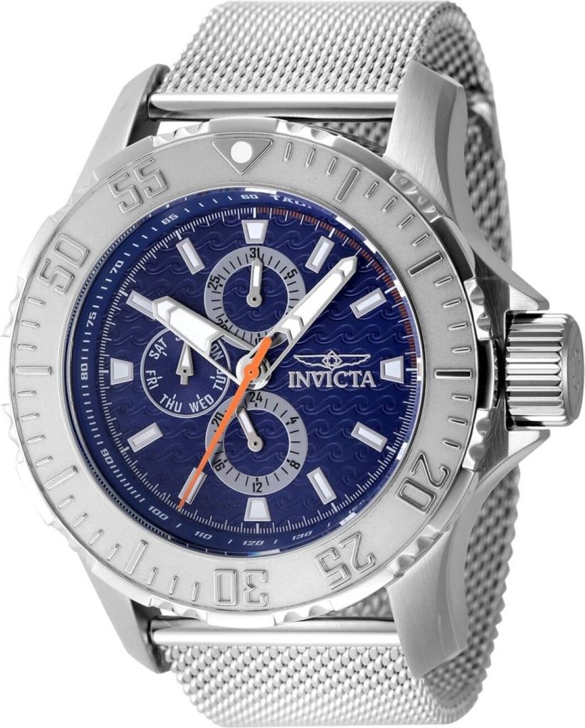 Invicta Vintage 48011 Herrenuhr - Quarzwerk - Edelstahl mit blauem Zifferblatt - 49 mm