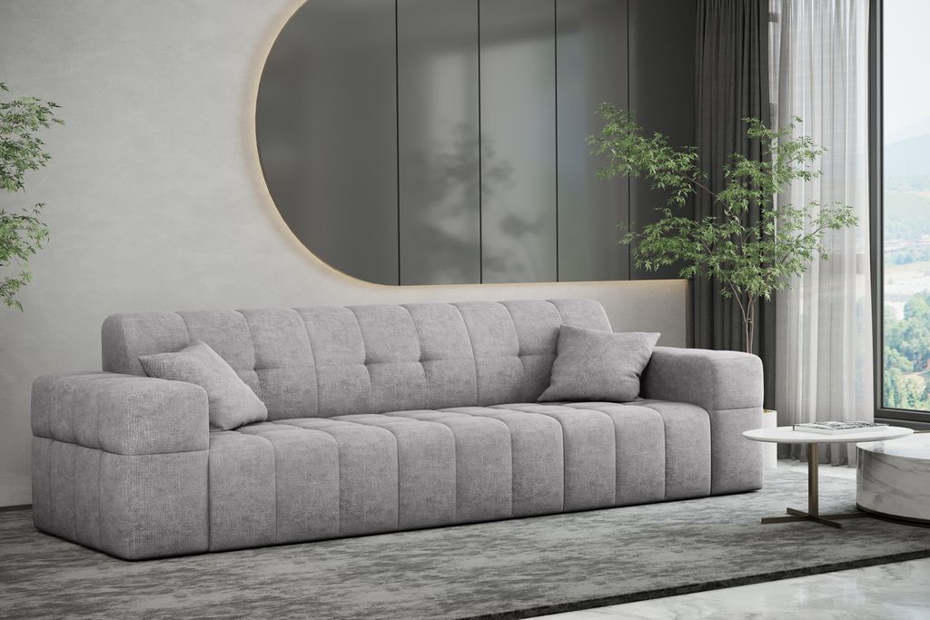 Kaiser Möbel Sofa 3 sitzer Couch serie NIMES stilvol viele farben Stoff Perfect Harmony Grau