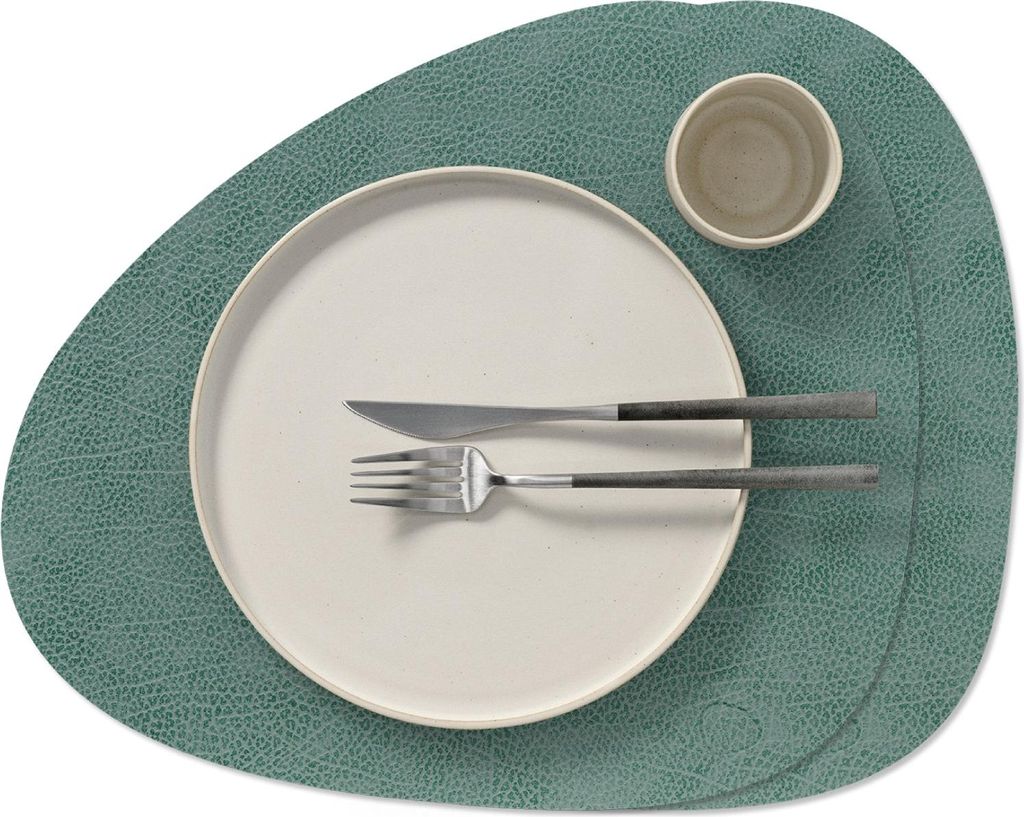 LIND DNA Tischsets Hippo - Leder - Pastellgrün - Curved - 44 x 37 cm - 2 Stück