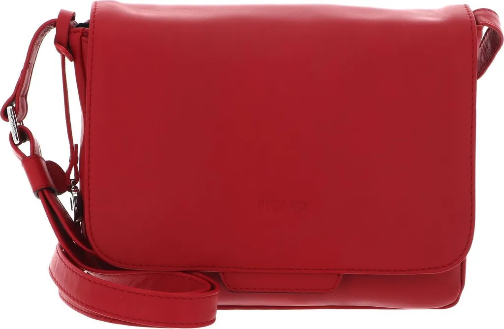 Sac sacoche rouge avec rabat Timeless PICARD - Cuir souple et élégant