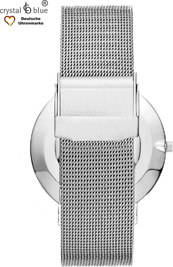 Damen Armbanduhr silber Zirkonia Edelstahl Milanaise Mesh Produktbild 5