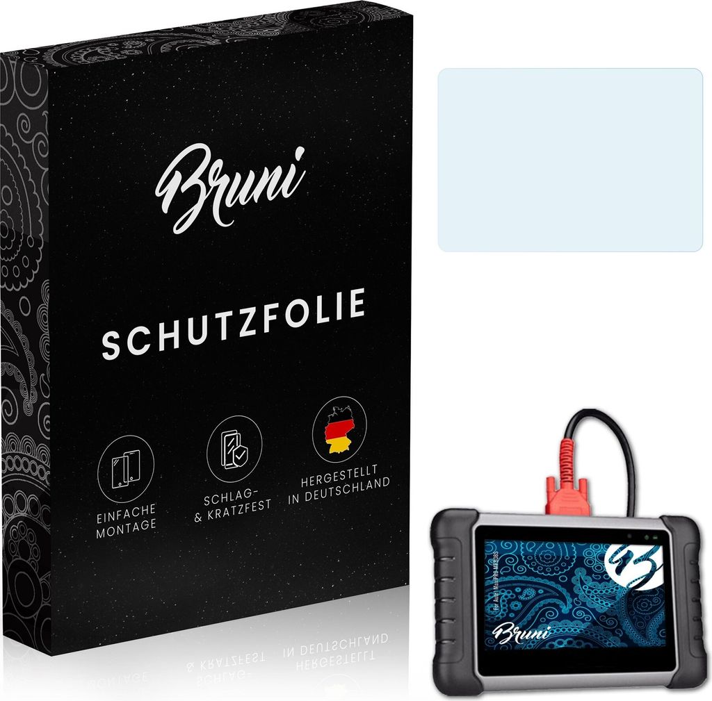 Bruni Basics-Clear 2x Schutzfolie kompatibel mit Autel MaxiPRO MP808S Folie