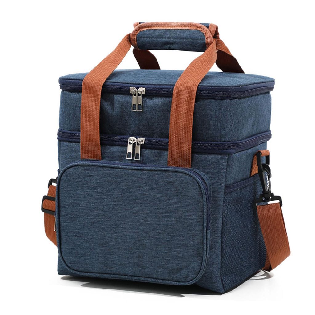 MODFU Kühltaschen, Doppelschichtiger Lunchbag für unterwegs, Isolierender Outdoor-Mahlzeitenbeutel, Hält Ihre Speisen frisch und warm, Blau