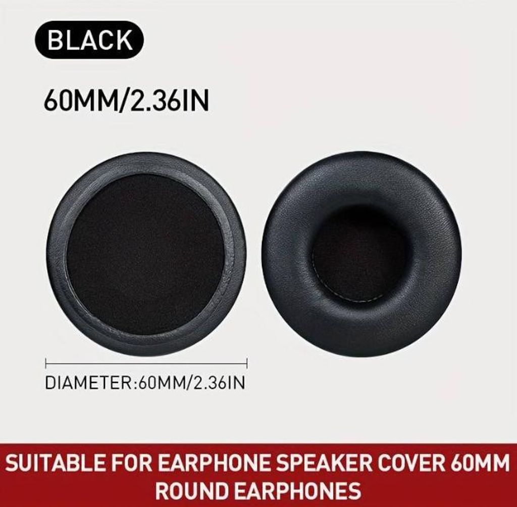 Ohrpolster für Sony MDR-IF240R Schwarz Kunstleder 1 Paar 60mm