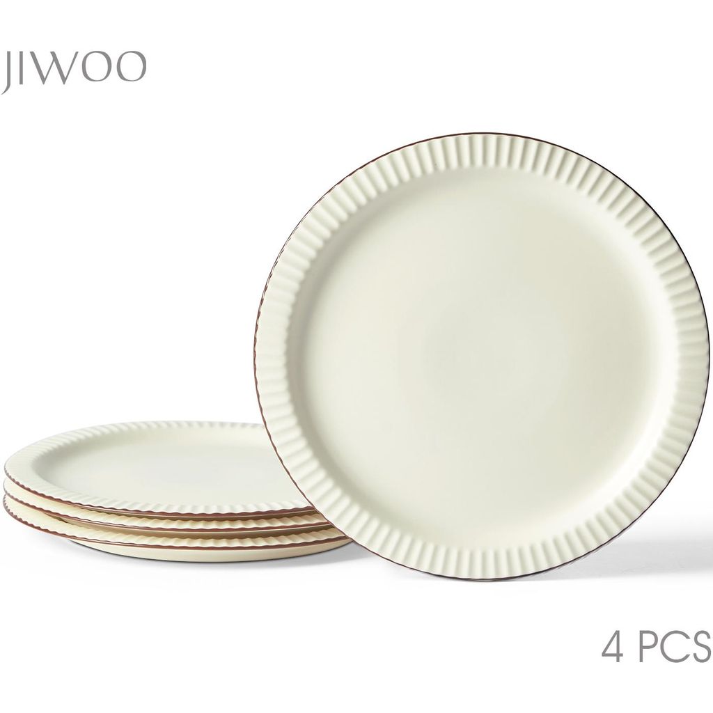 Teller set 4 stück Ø25,3 cm Keramik Speiseteller Steakteller Dessertteller Flachteller für 4 Personen Matt-Glasur Mikrowellen- und Spülmaschine...