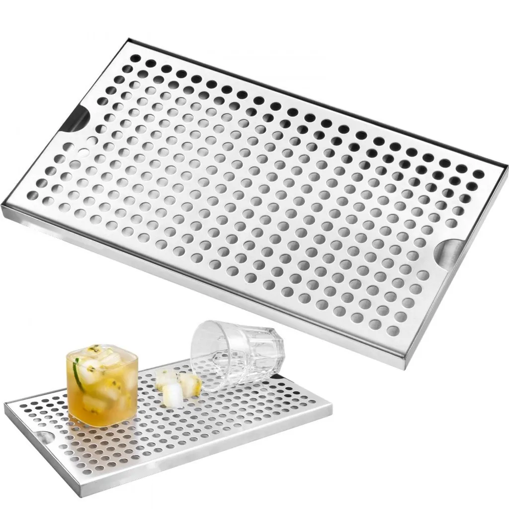 Plateau égouttoir de bar inox 300x180mm - Grille de rinçage amovible pro
