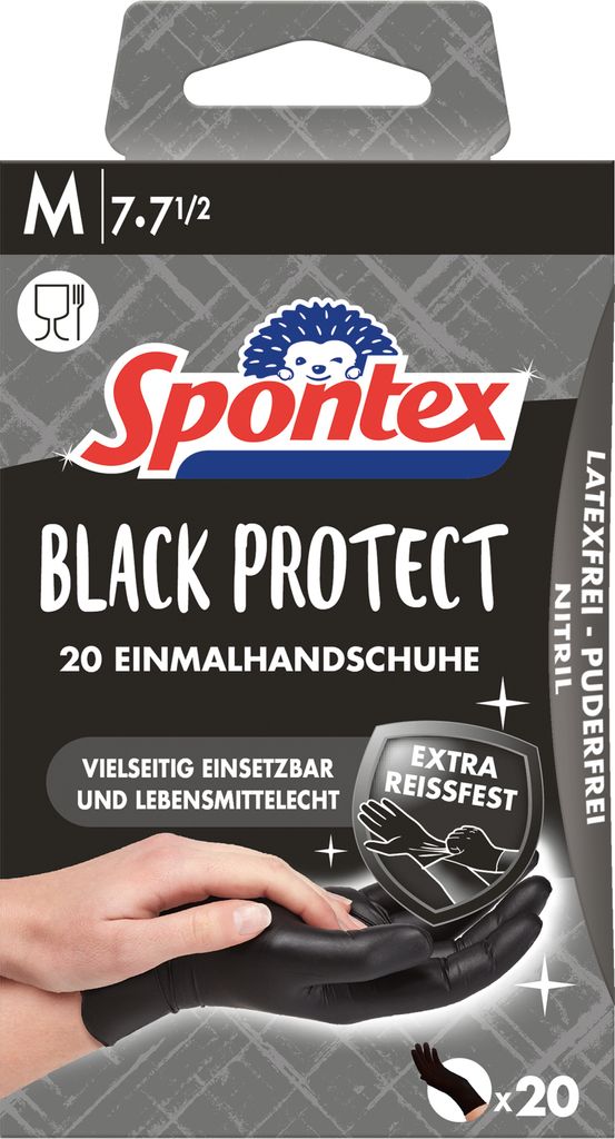 Spontex Nitril-Handschuh Black Protect Größe M schwarz 20 Stück