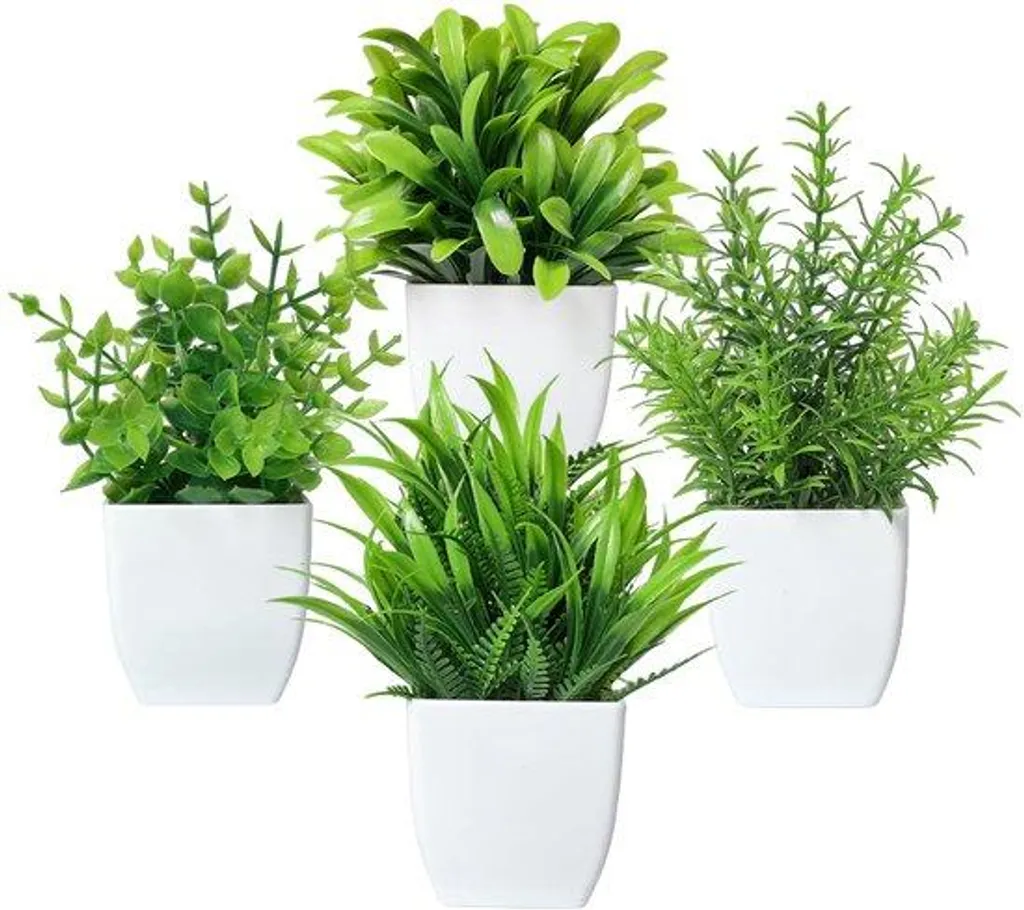Plante artificielle blanche décorative en pot pour étagère et bureau