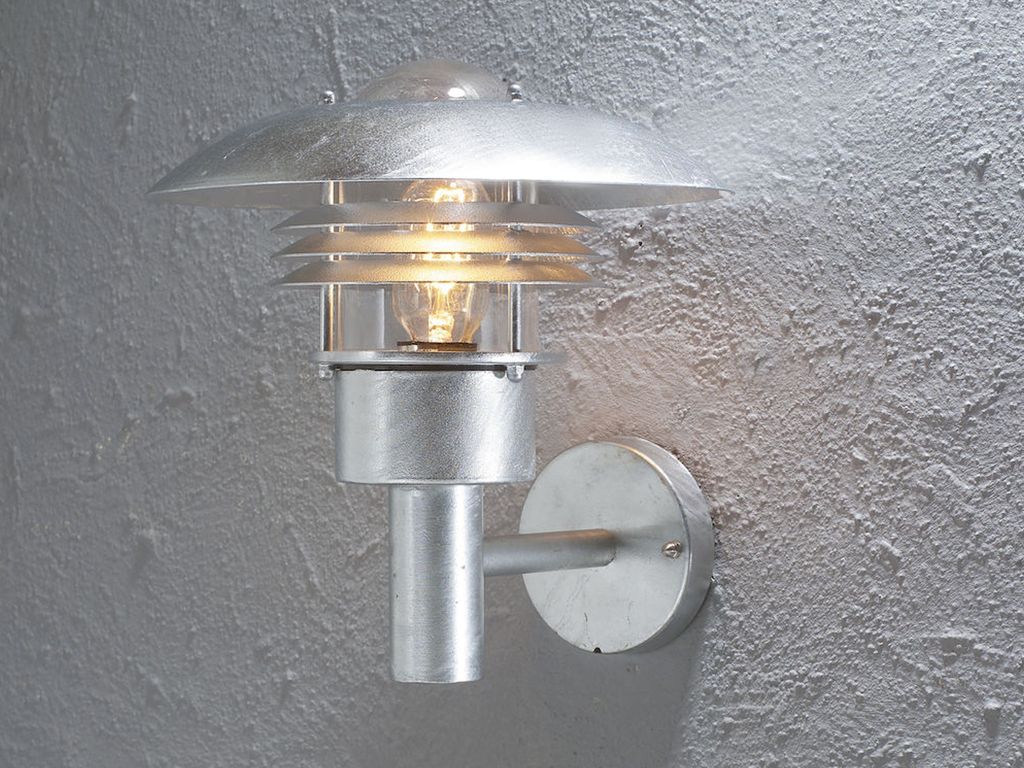 Große LED Außen Wandlaterne für draußen wetterfest, Außenleuchte 29cm, Silber