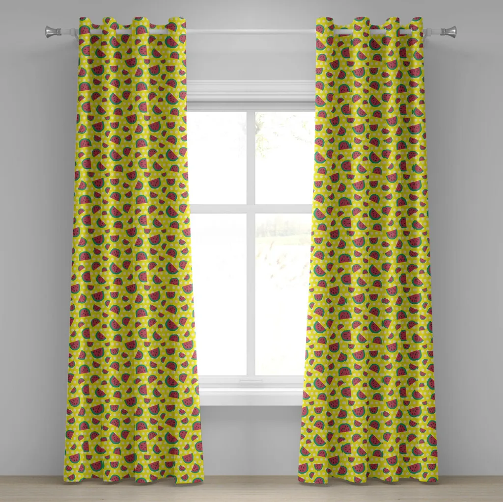 Rideau à œillets pastèque ABAKUHAUS 280x245 cm décoratif vert jade corail