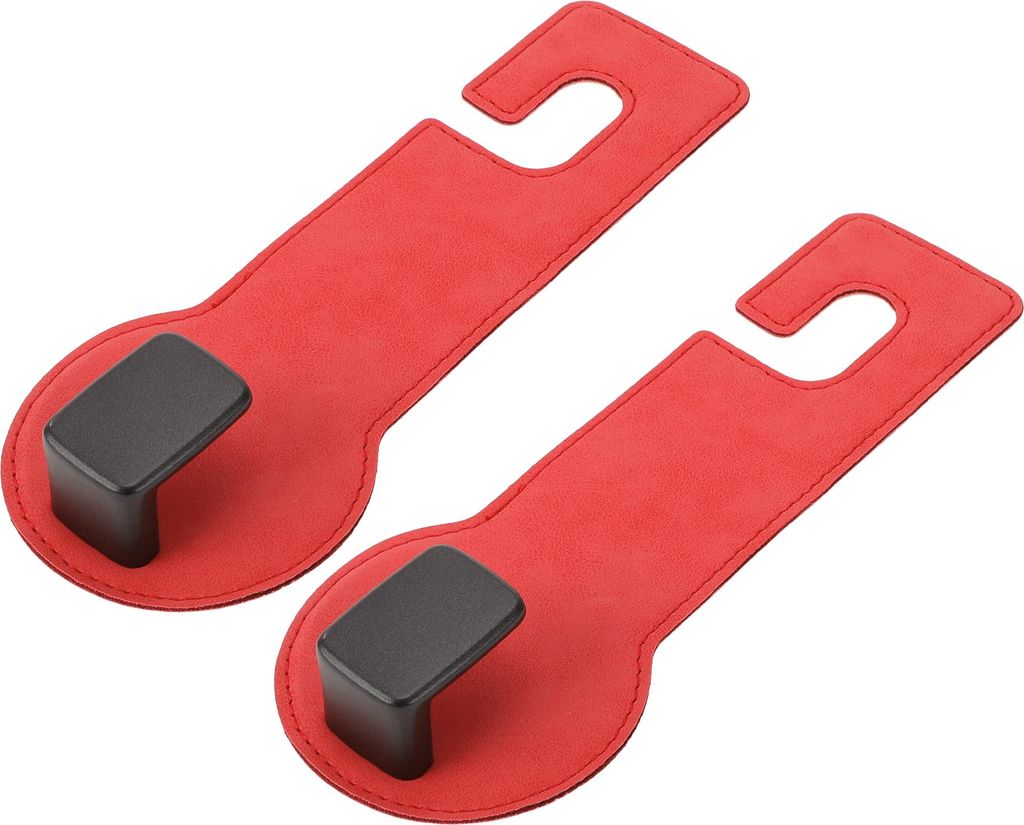 2 Stück für Geldbörsen und Taschen, Regenschirm usw. Auto Kopfstützenhaken Robuste Auto Rücksitz Organizer Haken Rot Metall 16,4 cm x 6,3 cm