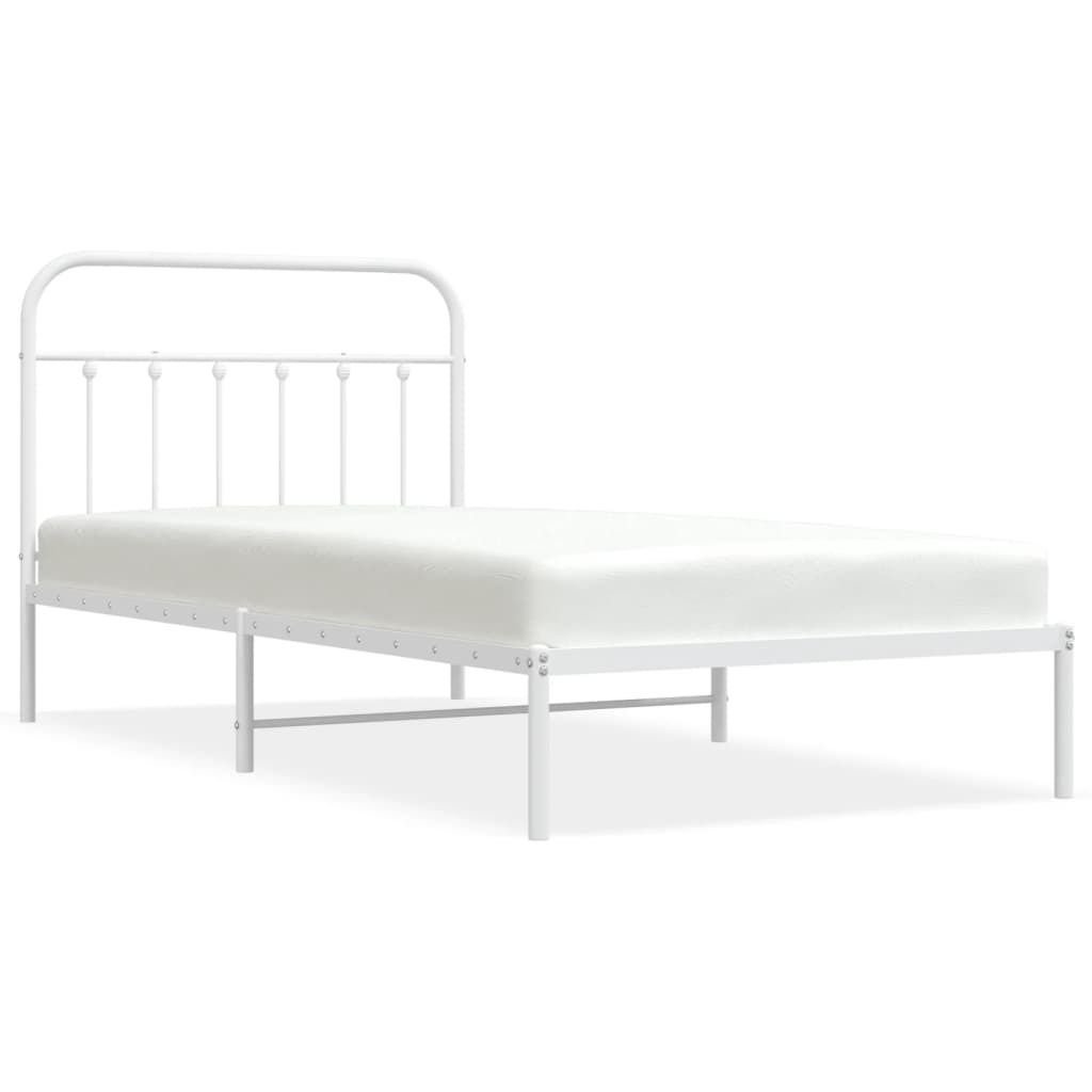 vidaXL Cadre de lit avec tête de lit en métal blanc 100x200 Image du produit 