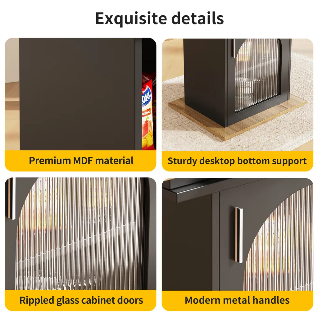 Table rectangulaire extensible noire avec armoire de stockage intégrée