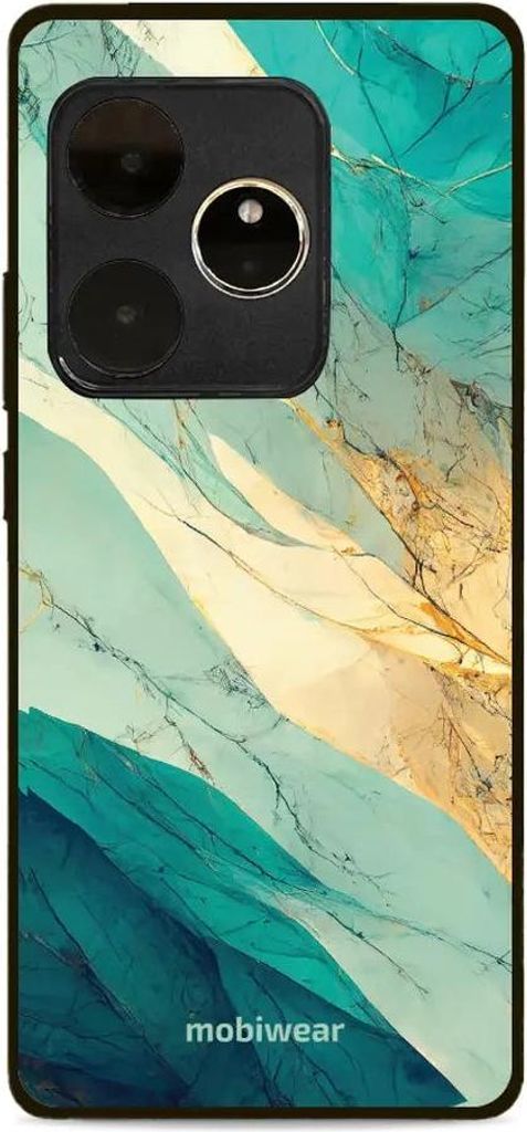 Handyhülle für Realme GT 6, Mobiwear Glossy Case, Türkis-Marmor