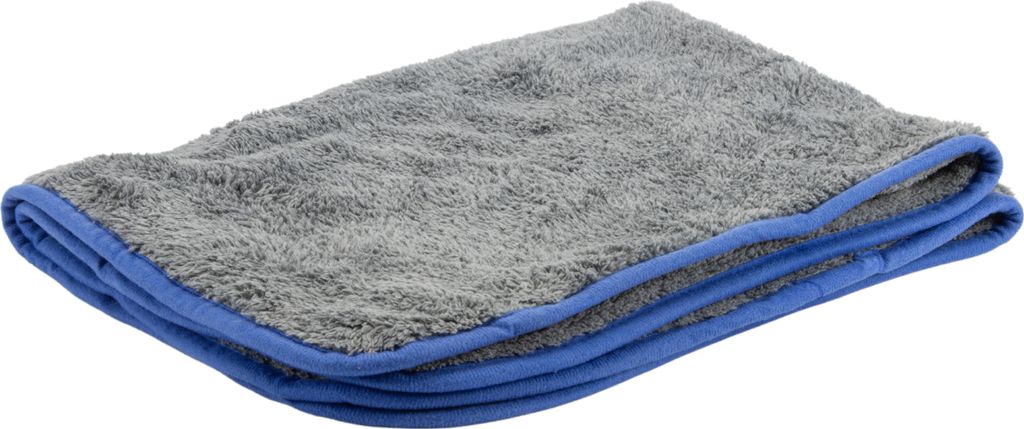 D&L Mikrofaser Auto Trockentuch - 90x60 cm - Grau mit Blauem Rand