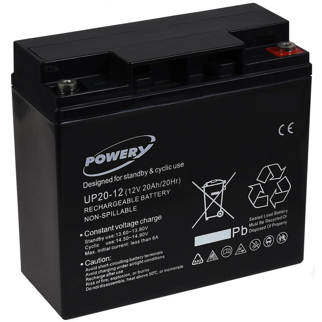 Powery Blei-Gel Akku UP20-12 12V 20Ah (ersetzt auch 18Ah) Produktbild 