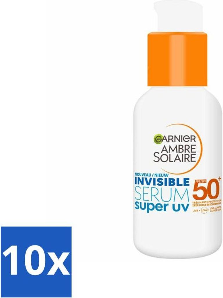 Garnier - Ambre Solaire - Sonnenschutzserum - Super UV - Unsichtbar - LSF 50+ - 30 ml - Vorteilspack - 10 Stücke