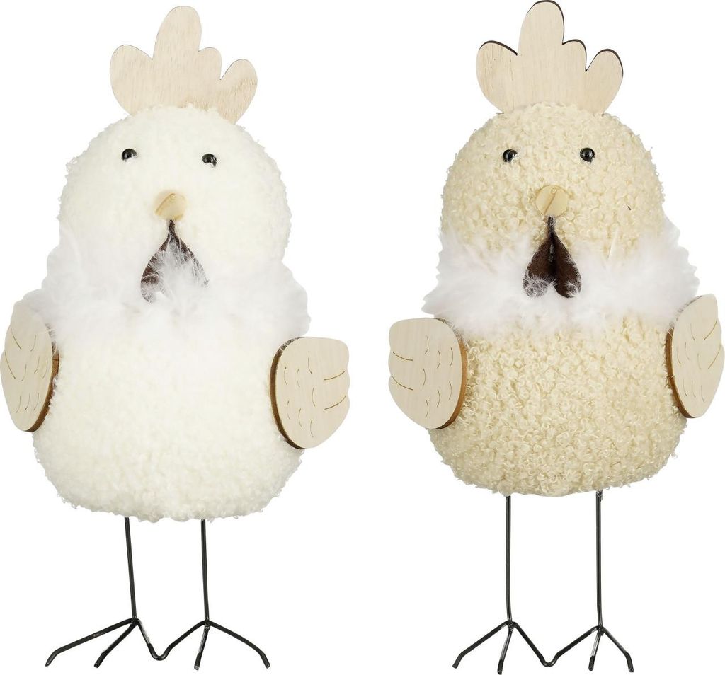 Mica Decorations Dekofigur Huhn 24 cm weiß hellbraun 2-fach sortiert
