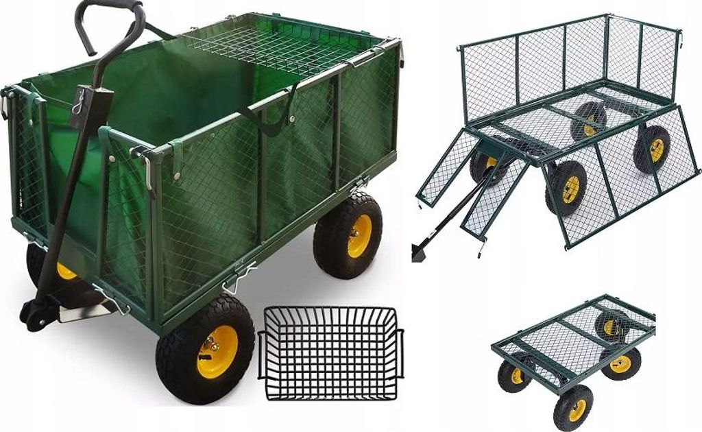 Bollerwagen - Handwagen faltbar - Gartenwagen WO02 - 220L - Dunkelgrün - 350kg Tragfähigkeit