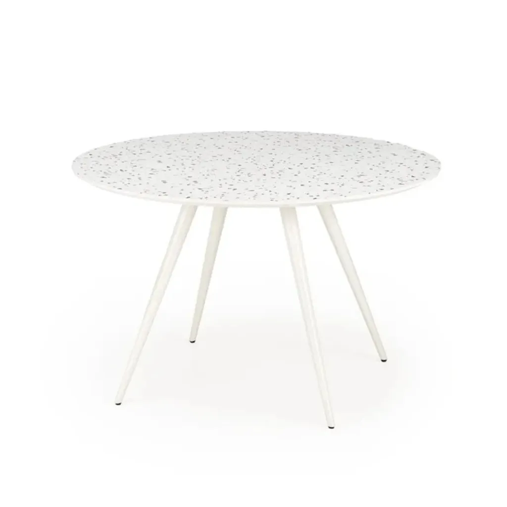 Table ronde ARAMIS plateau terrazzo blanc et structure durable stable - 4
