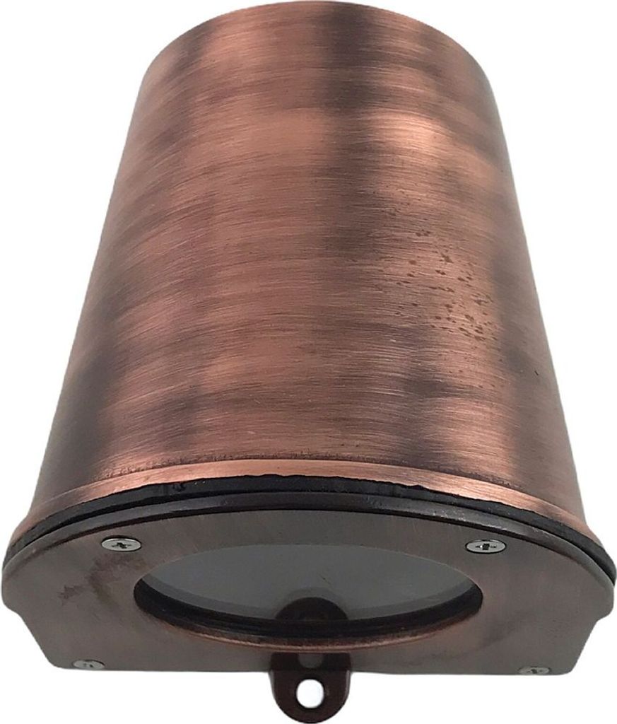 Wandlampe außen Echt-Messing Glas GU10 IP54 10 cm hoch in Kupfer antik Vintage Außenleuchte Wand