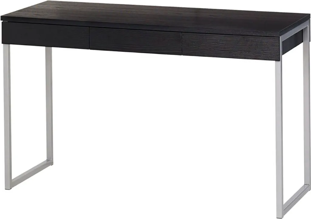 Bureau compact 3 tiroirs frêne noir au style minimaliste et moderne