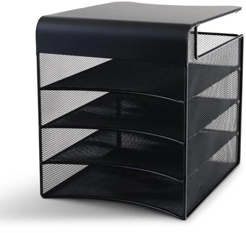 Trieur de documents en métal noir multi-niveaux pour bureau et archives