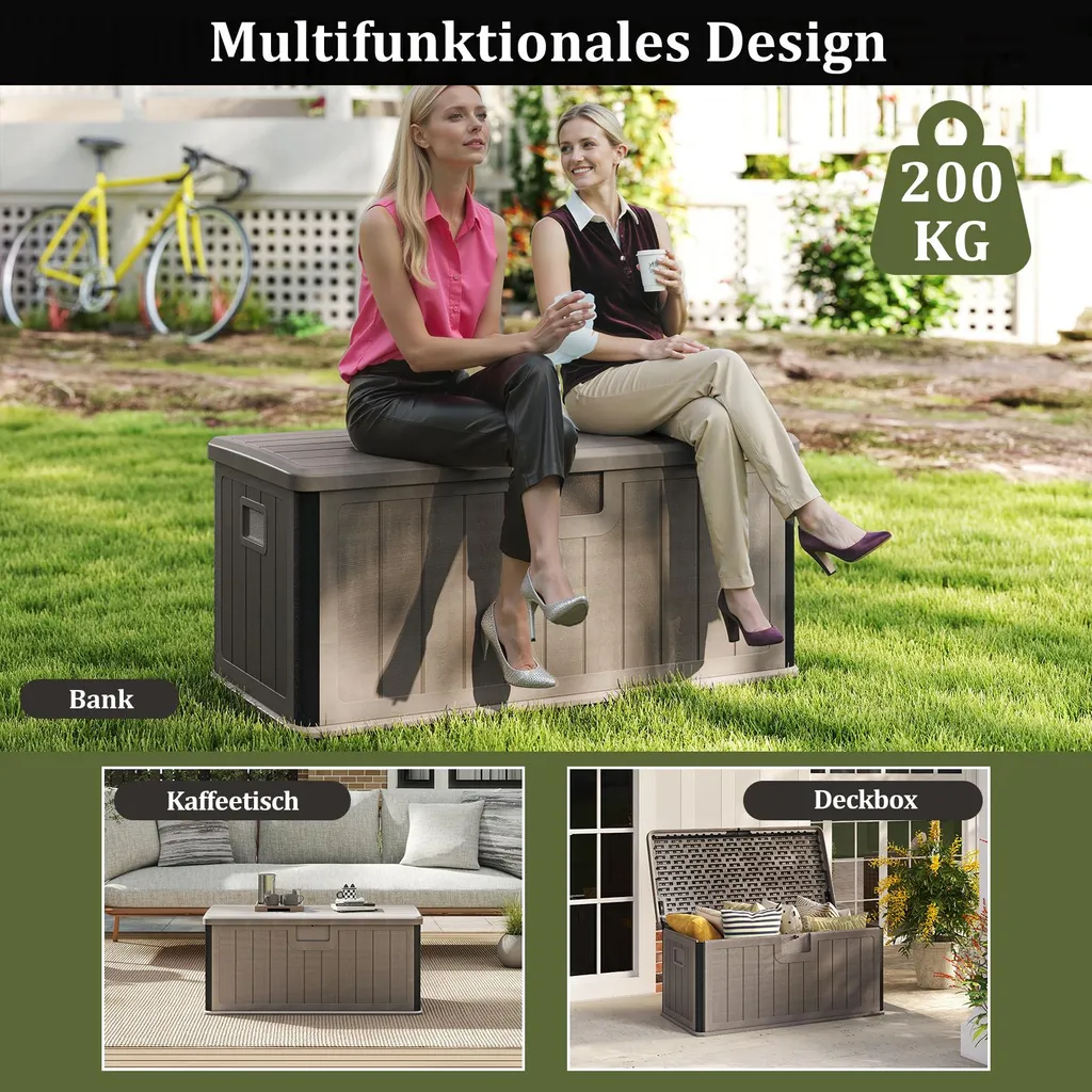 Malle de rangement extérieur 378L imperméable pour terrasse et balcon - 8