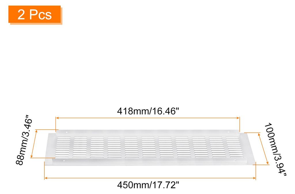 Luftgitterabdeckung, 2 Stš¹ck 450 x 100 mm Aluminiumlegierungsgitter Luftzufuhrabdeckung, rechteckiger Lš¹ftungsgitter fš¹r Schuhschrank und ...