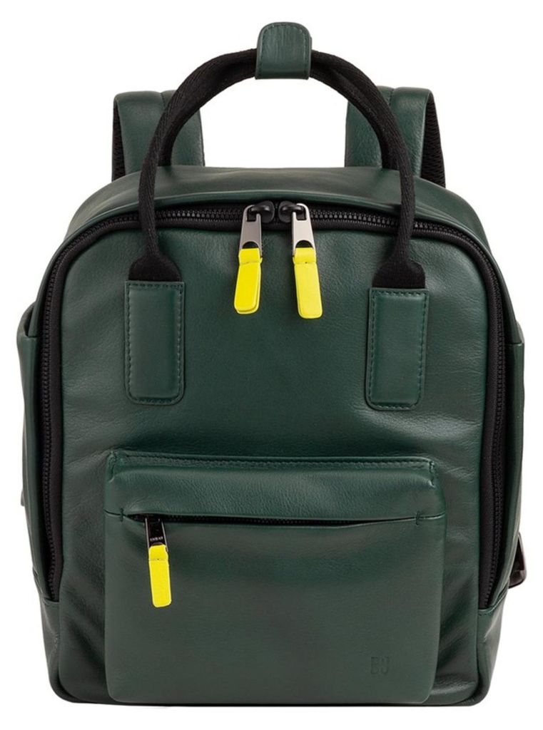 Leichter Rucksack aus Naturleder, Grün, 21 cm Länge, 12 cm Breite, 26 cm Höhe