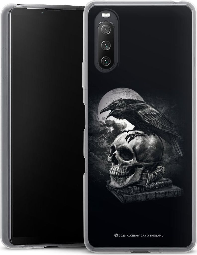 DeinDesign Slim Hülle für Sony Xperia 10 III Silikon Case Ultra Dünn Handyhülle Rabe Schädel Totenköpfe