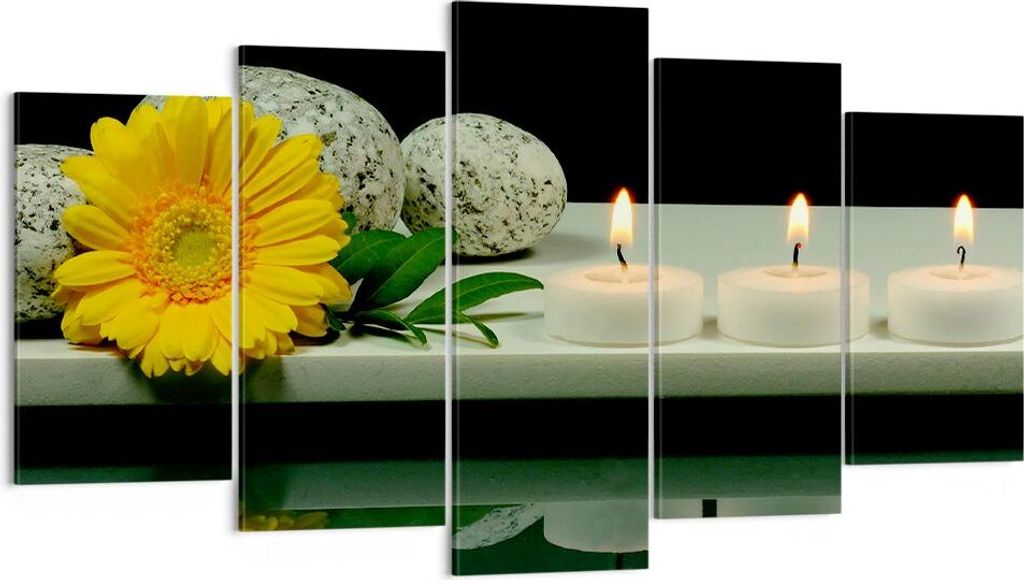 Bild auf Leinwand - Leinwandbild - Spa Blume Kerze Stein - 160x85cm - Wand Bild - Wanddeko - Leinwanddruck - Bilder - Kunstdruck - Wanddekoration -...