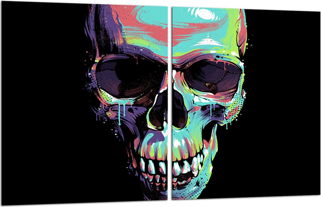 Herdabdeckplatten 2x40x52 Glaskeramikkochfeld 2-Teilig Glas Spritzschutz Schädel