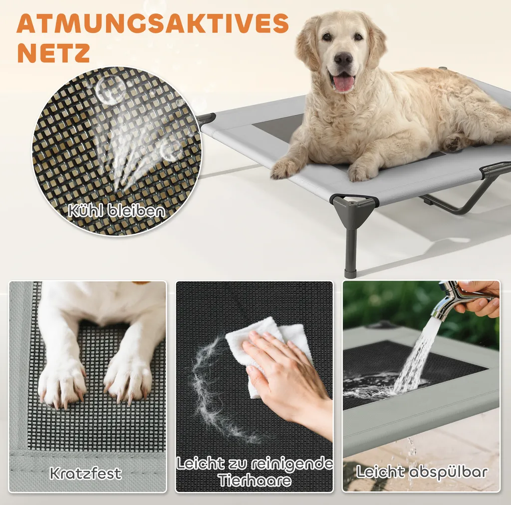 Lettino PawHut 91x76x90cm: Struttura in Metallo e Rete Traspirante - 6