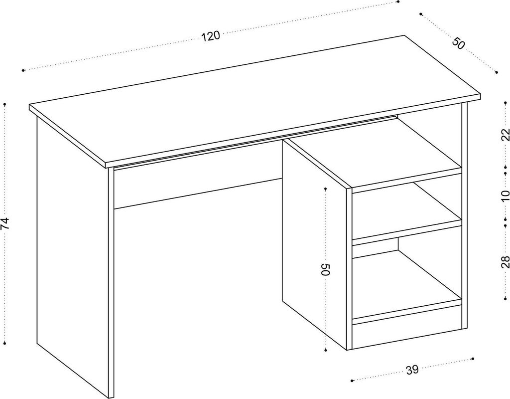 Scrivania in legno "Bahar" - 120 x 50 x 74 cm - Bianco Immagine del prodotto 