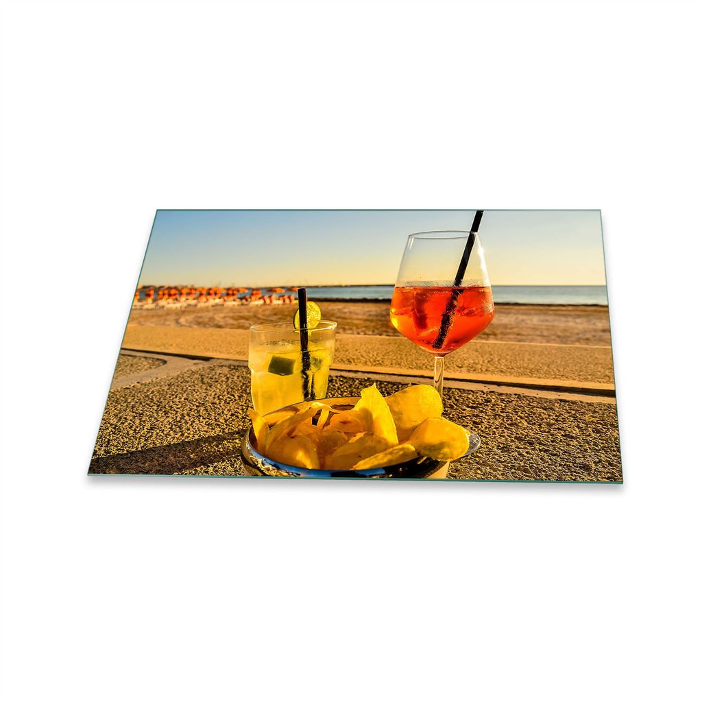 Herdabdeckplatte Glaskeramik 1 Teilig 80x52 Strand Braun Abdeckung Glas Spritzschutz