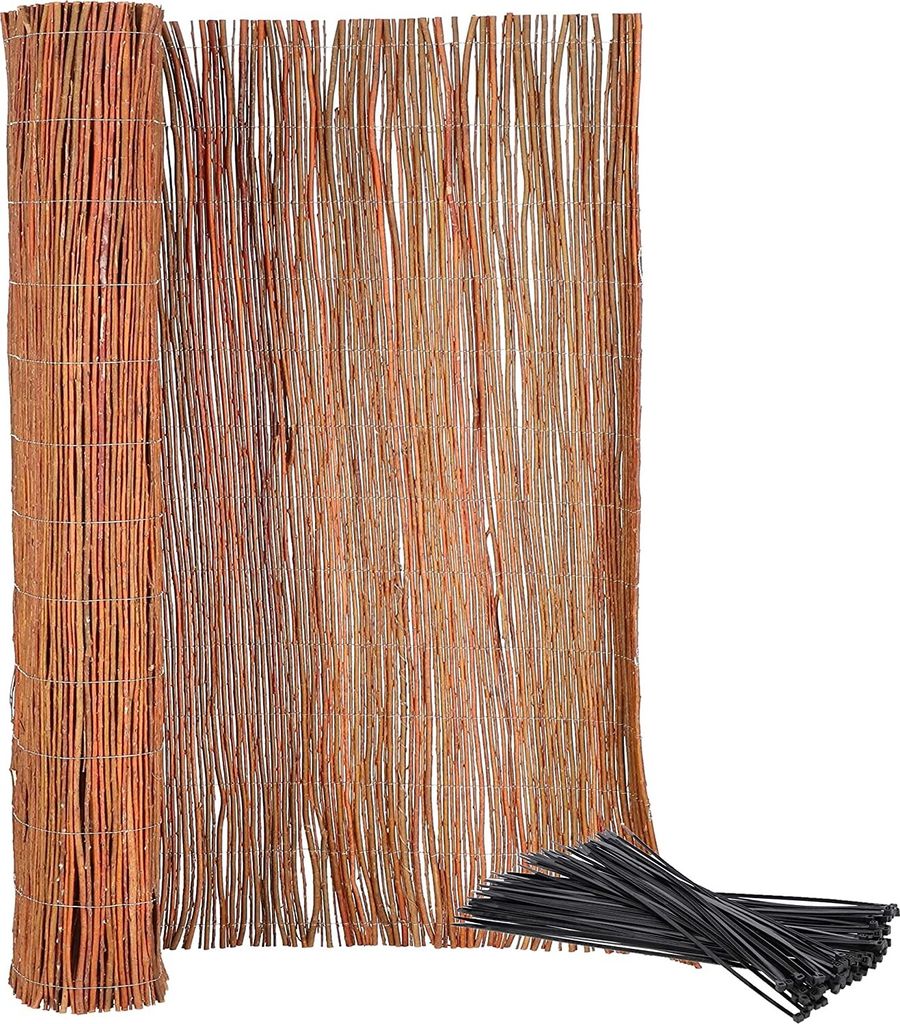 KOTARBAU Weidematte Weidesichtschutzmatte für Balkon Terrasse Garten 130x300cm Stabiler Sichtschutz Natürlicher Verzinktem Draht Für Hohe Stab...