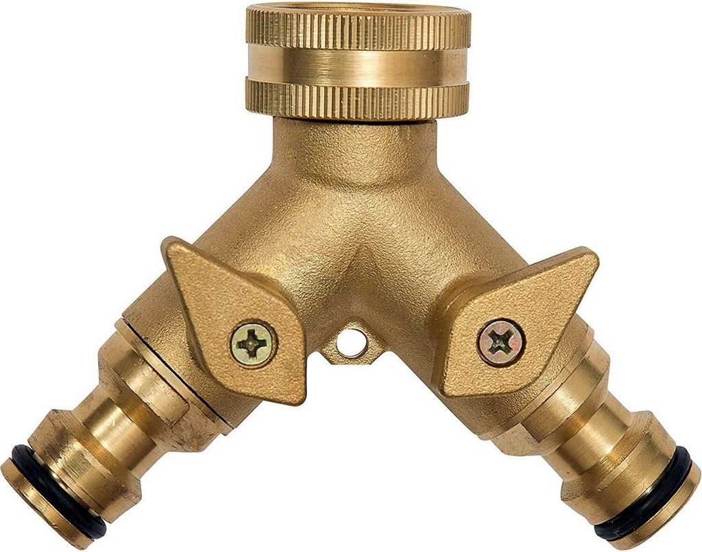 Wasserhahn-Splitter |Verteileranschlussstück 2-Wege | Chrom/Messing | Für 1/2 Zoll Schnellverbinder | Anschluss 3/4 Zoll Innengewinde |2-Wege-Was...