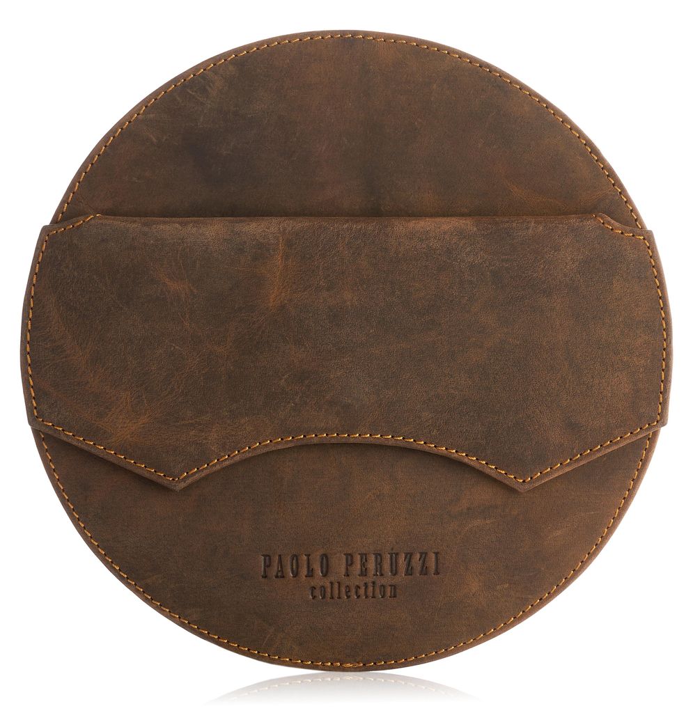 Runde Damenposttasche aus Leder von Paolo Peruzzi T-92-LB Produktbild 