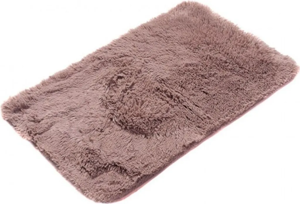 Tappeto Bagno Shaggy Marrone 60x100 | Microfibra Morbida Antiscivolo