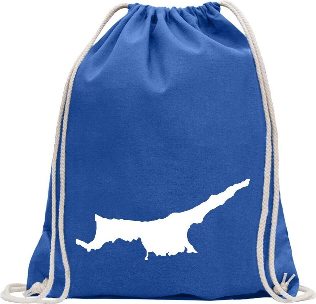 Kiwistar - Turnbeutel - royal - Nordzypern Umriss Kontur - Fun Rucksack Sport Beutel Gymsack Baumwolle mit Ziehgurt