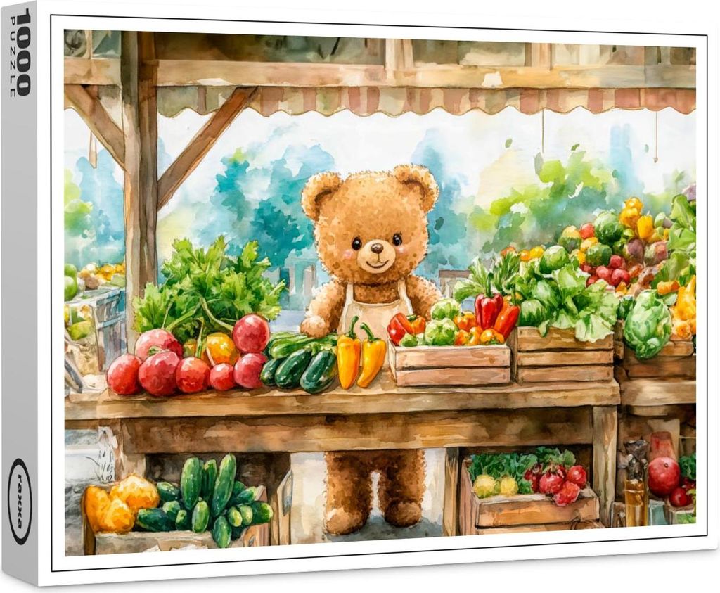 raxxa Premium-Puzzle "Teddy Bear Selling Fruit at Farmers Market", 1000 Teile